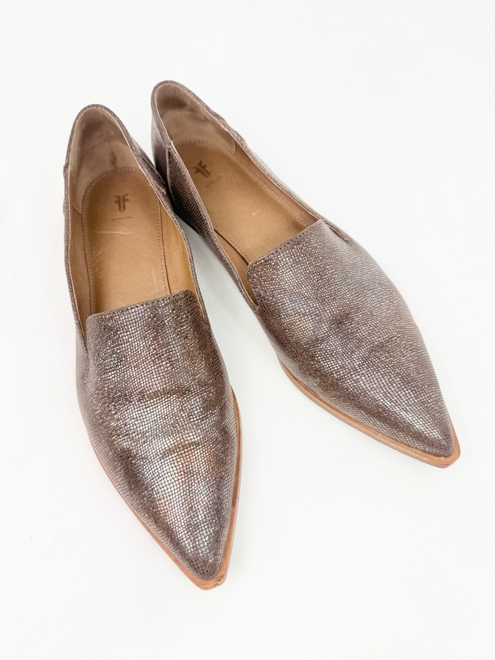 Frye KENZIE VENETIAN Multi Metallic Bronze Shimmer Pointed Toe Ballet Flats
